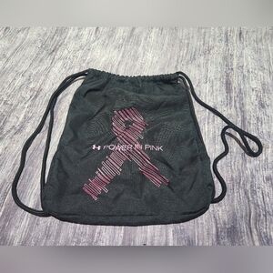 Under‎ Armour Black & Pink  Drawstring Bag Power in Pink - Go Fight Cure